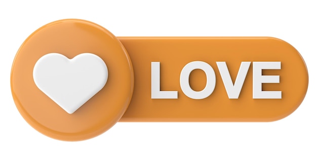 Miłość przycisk serce ikona ilustracja 3D