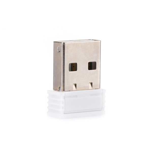 Mini flash USB na białym tle na białym tle.