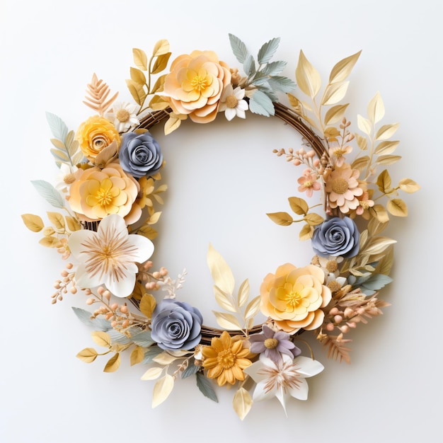 mini_flowers_and_golden_lines_wreath