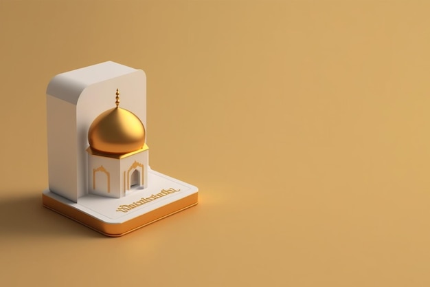 mini meczet renderowania 3d minimalistyczne tło