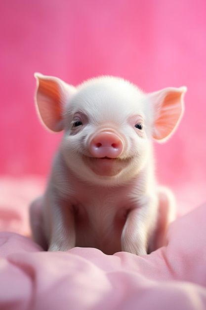 Mini świnia uśmiechnięta i urocza fotografia