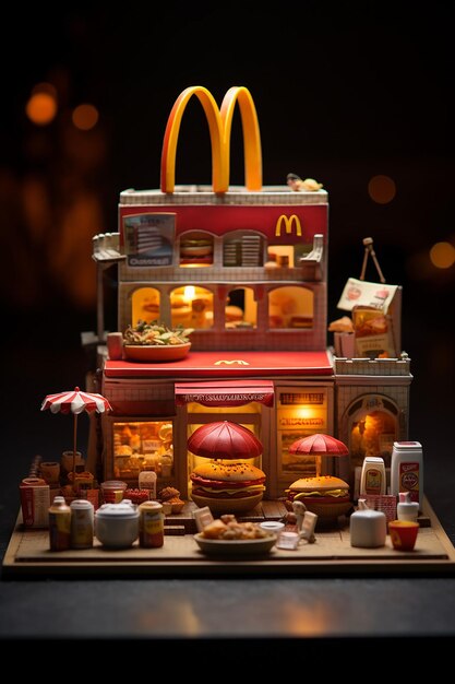 miniatura 3D fastfoodu