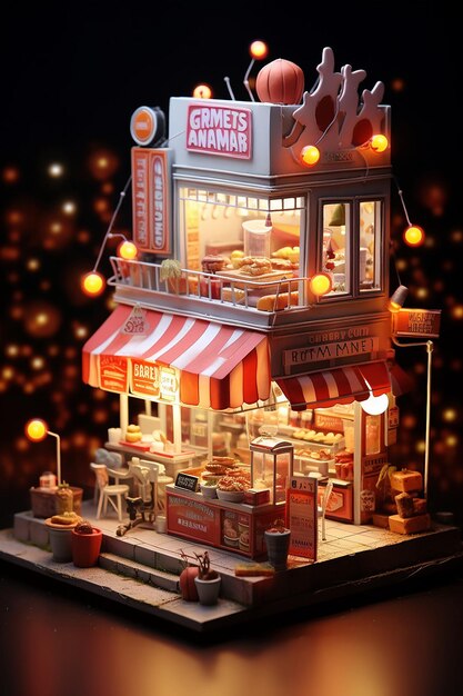 miniatura 3D fastfoodu