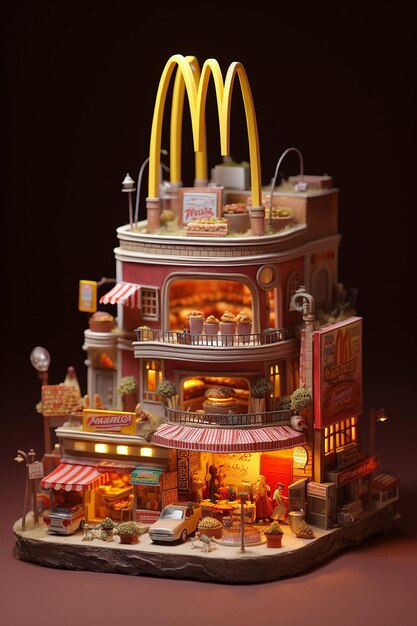 miniatura 3D fastfoodu