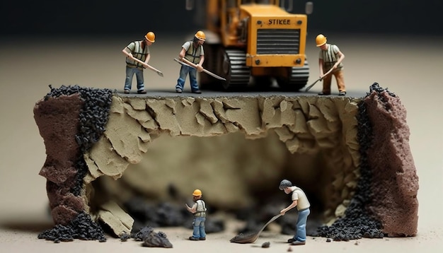 Miniaturowa fotografia świata załoga maleńkich robotników