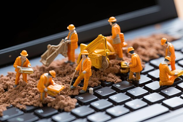miniaturowe postacie pracujące w sieci komputerowej