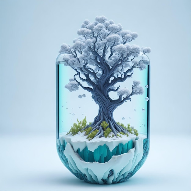 Miniaturowe zdjęcie futurystycznego drzewa bonsai