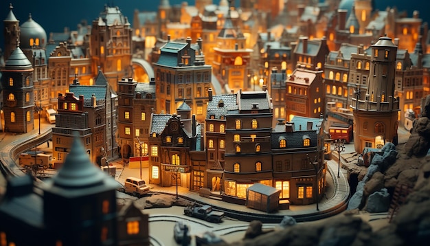 Zdjęcie miniaturowy super uroczy gliniany świat zabawkowy model miasta londynu, w tym popularne obszary w stylu