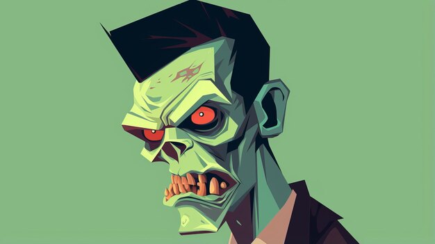 Zdjęcie minimal angry zombie edgy karikatura z ilustracjami inspirowanymi projektowaniem graficznym