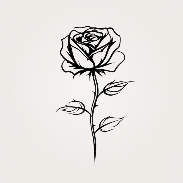 Minimalistyczna czarna róża ilustracja modny projekt tatuażu