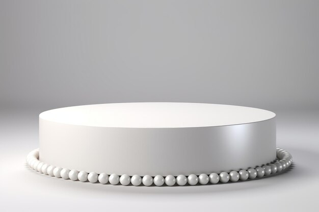 Zdjęcie minimalistyczna elegancja biały perłowy podium dla oszałamiających prezentacji kosmetycznych kreatywny mock up dla b