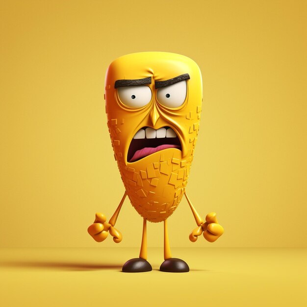 Minimalistyczna fotografia 3D uroczej kreskówki z gniewnym logo twarzy fast foodów