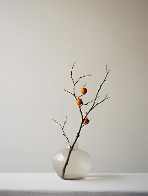 Zdjęcie minimalistyczna fotografia gałęzi w wazonie