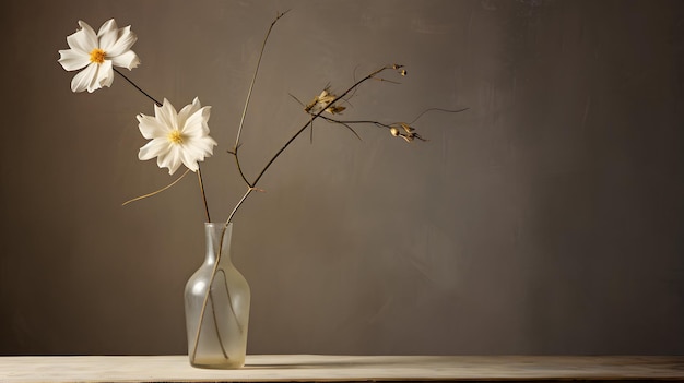 Minimalistyczna fotografia kwiatów w wazonie
