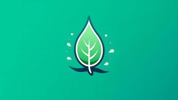 Zdjęcie minimalistyczna ikona liścia z kropelami wody