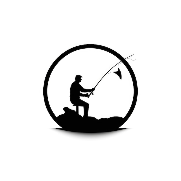 Minimalistyczna ikona rybołówstwa Monochromatyczny projekt na białym tle