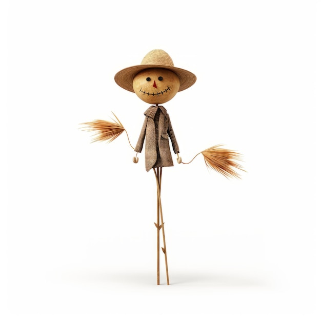Zdjęcie minimalistyczna ilustracja corn strawman 3d z dziecinną prostotą