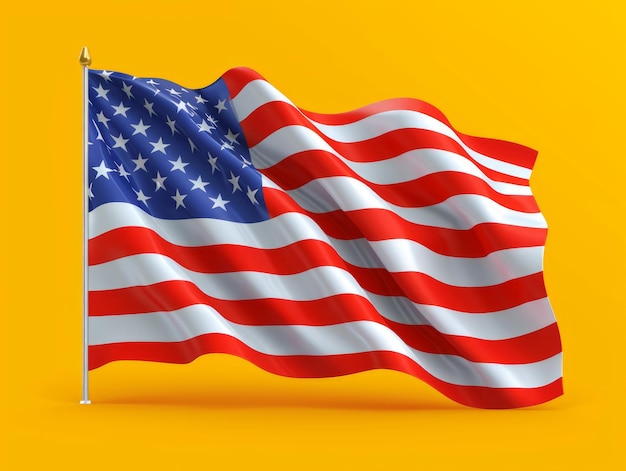 Zdjęcie minimalistyczna ilustracja flagi stanów zjednoczonych ameryki machającej na wietrze na białym tle generowana przez sztuczną inteligencję