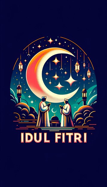 Zdjęcie minimalistyczna ilustracja karty idul fitri