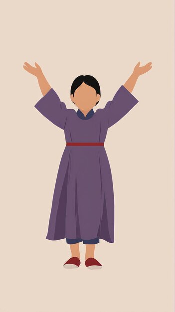 Zdjęcie minimalistyczna ilustracja kobiety w kimono kim