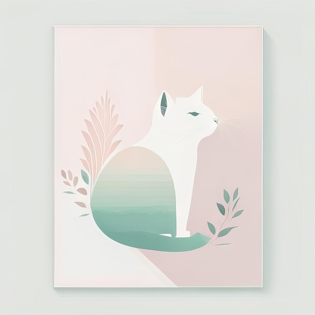 Zdjęcie minimalistyczna ilustracja kota