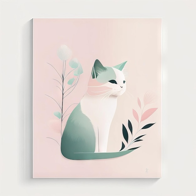 Zdjęcie minimalistyczna ilustracja kota
