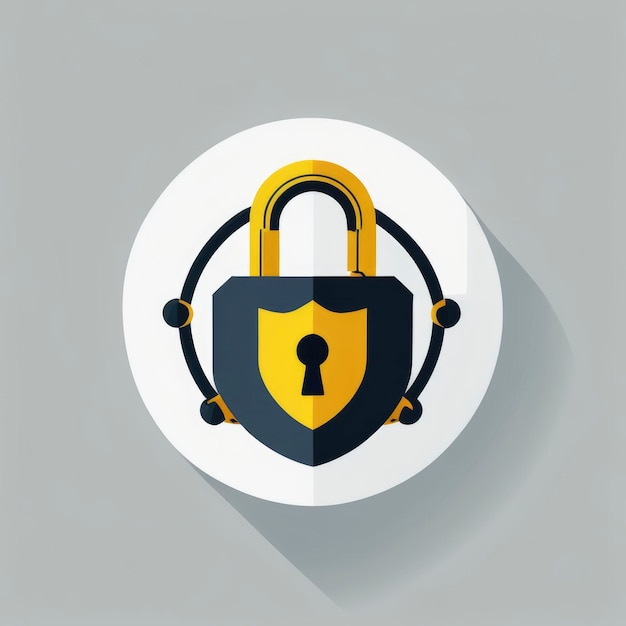 Minimalistyczna ilustracja logotypu wektorowej sztuki klipowej ikony bezpieczeństwa cybernetycznego
