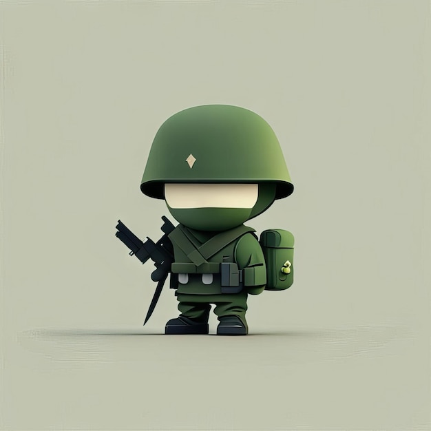 Zdjęcie minimalistyczna ilustracja maskotki żołnierza