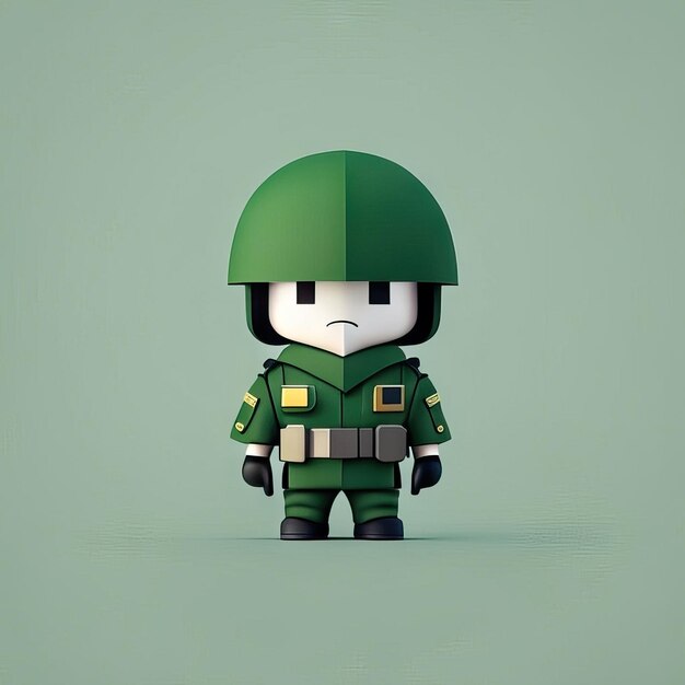 Zdjęcie minimalistyczna ilustracja maskotki żołnierza