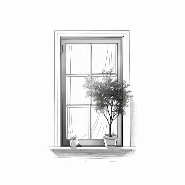 Zdjęcie minimalistyczna ilustracja okna