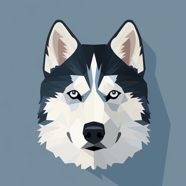 Minimalistyczna ilustracja Siberian Husky w stylu niskiej wielokąta