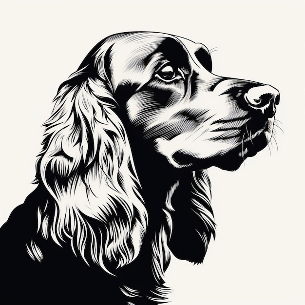 Minimalistyczna ilustracja tatuażu psa Cocker Spaniel na białym tle