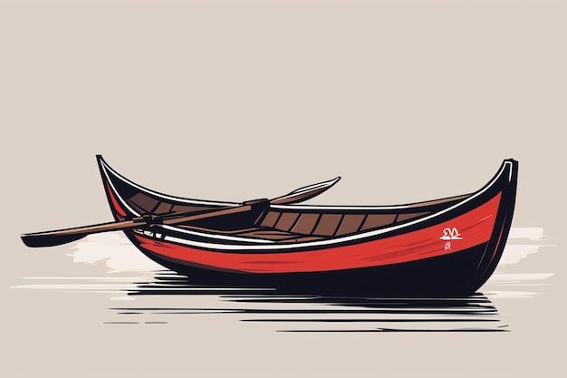 Minimalistyczna łódź o jakości plakatu ilustracyjnego