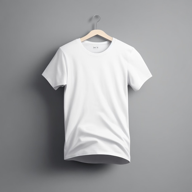 Minimalistyczna makieta białej koszulki na szarym tle AIGenerated