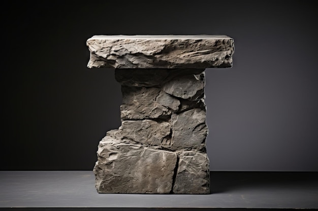 Minimalistyczna makieta czarnego geometrycznego kamienia i kamienia w tle do wyświetlania na podium lub prezentacji