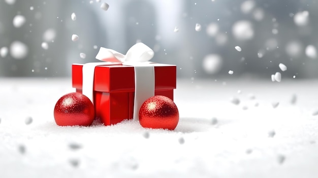 Minimalistyczna panoramiczna kartka świąteczna z miejsca na kopię płatki śniegu Generative ai