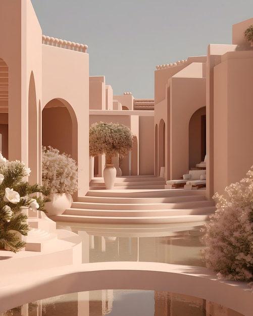 Minimalistyczna różowa architektura