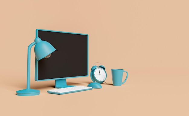 minimalistyczna scena ekranu komputera z narzędziami biurowymi