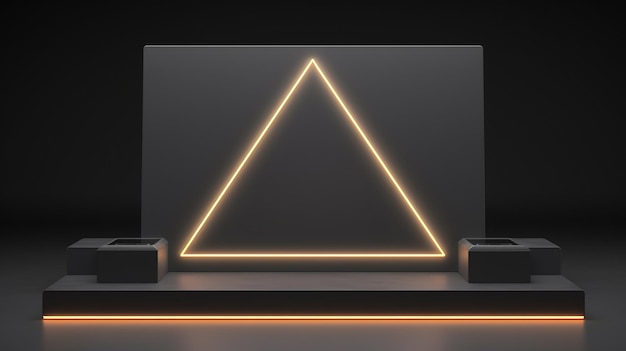 Minimalistyczna scena geometrycznego wyświetlacza technologii podium z lampą neonową