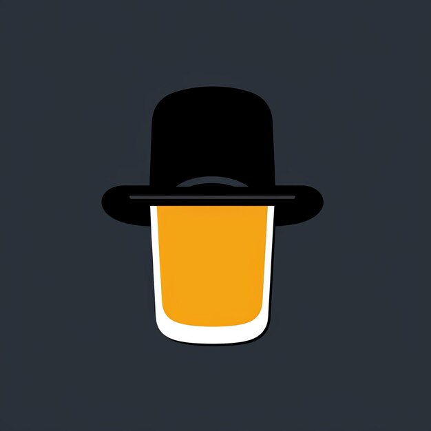 Zdjęcie minimalistyczna surrealistyczna ikona napoju z białym kapeluszem na czarnym tle