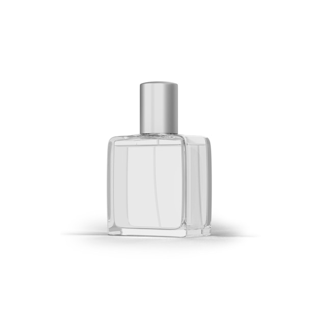 Minimalistyczna szklana butelka na perfumy ze srebrną czapką