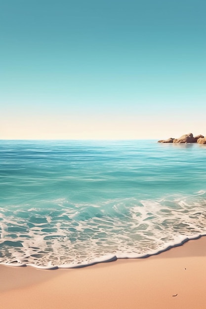 minimalistyczna tapeta mobilna przedstawiająca spokojny pejzaż morski z miękkimi falami i odległą linią brzegową