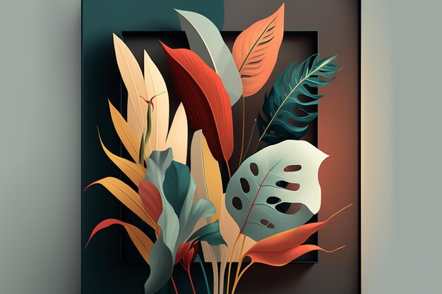 Minimalistyczne ilustracje botaniczne Nowoczesna i abstrakcyjna roślina ArtxA