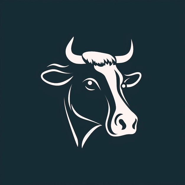Minimalistyczne logo krowy w stylu ikony wektorowej 2d