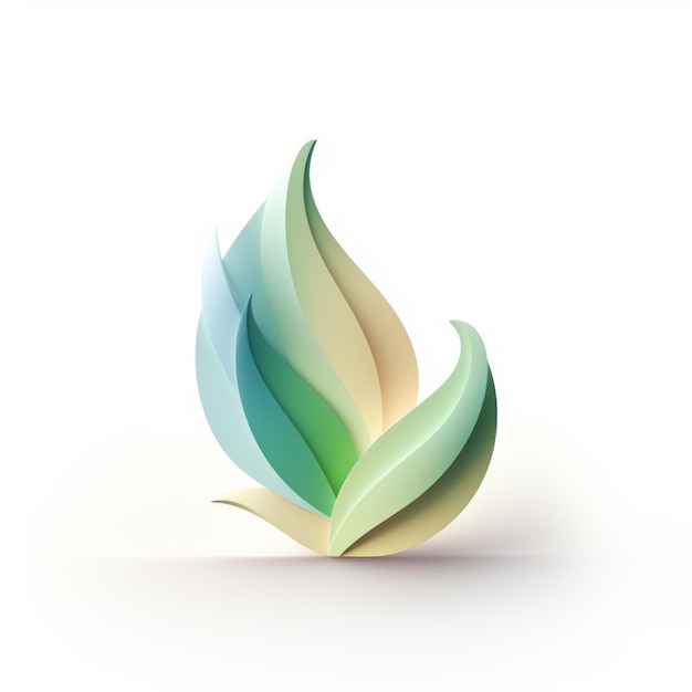 Minimalistyczne logo liści w świetlnym stylu 3D