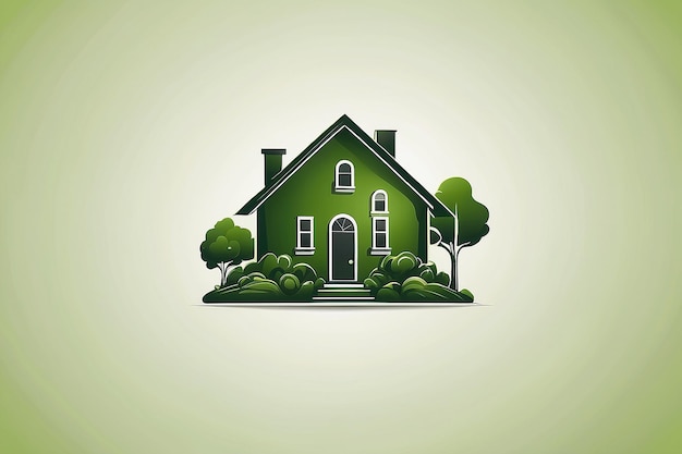 Minimalistyczne logo ogrodu domowego z zielonymi kolorami