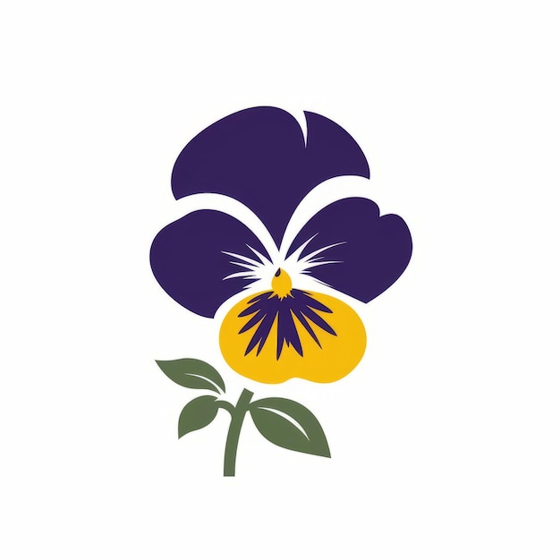 Minimalistyczne logo Pansy inspirowane naturą Symbol w ciemnych tonalnościach