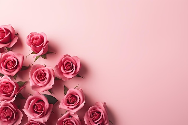Zdjęcie minimalistyczne tło róż koncepcja piękna i romansu wygenerowana przez sztuczną inteligencję