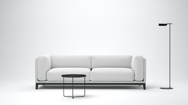 Minimalistyczne wnętrze nowoczesnego salonu renderowania 3D