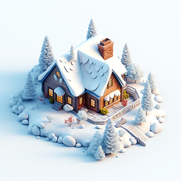 Minimalistyczny 3D model domku Snowy
